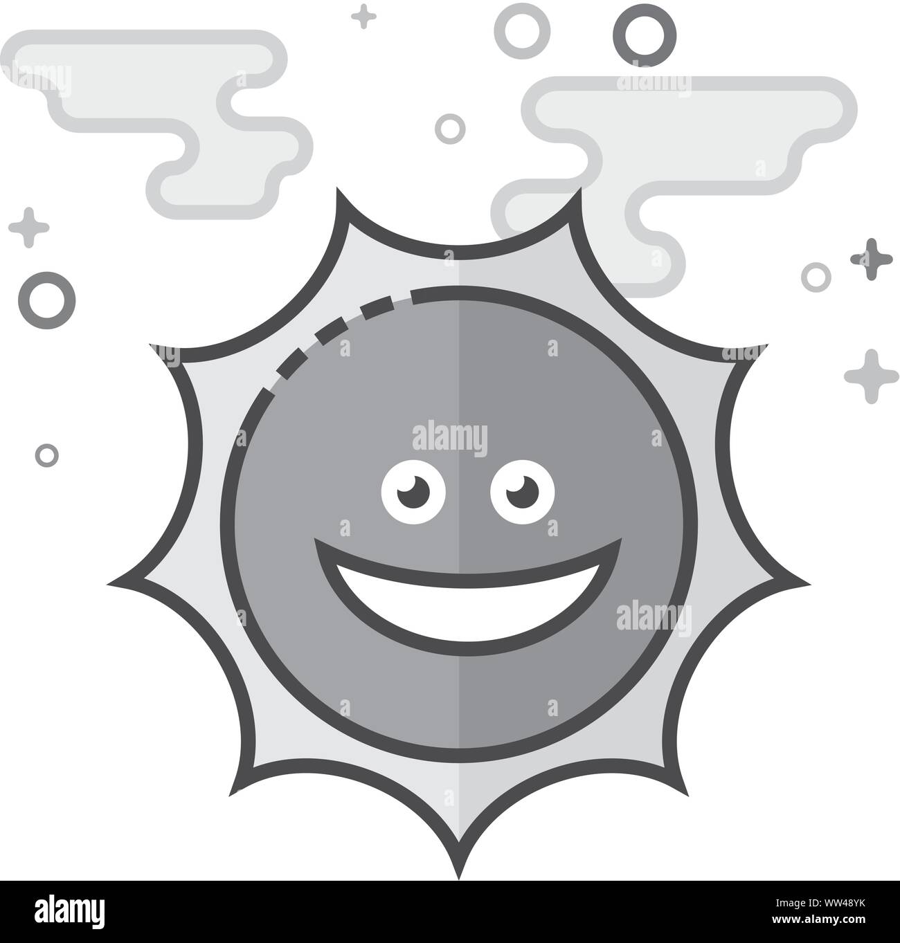 Weather forecast sunny icon in flat outlined grayscale style. Vector ...