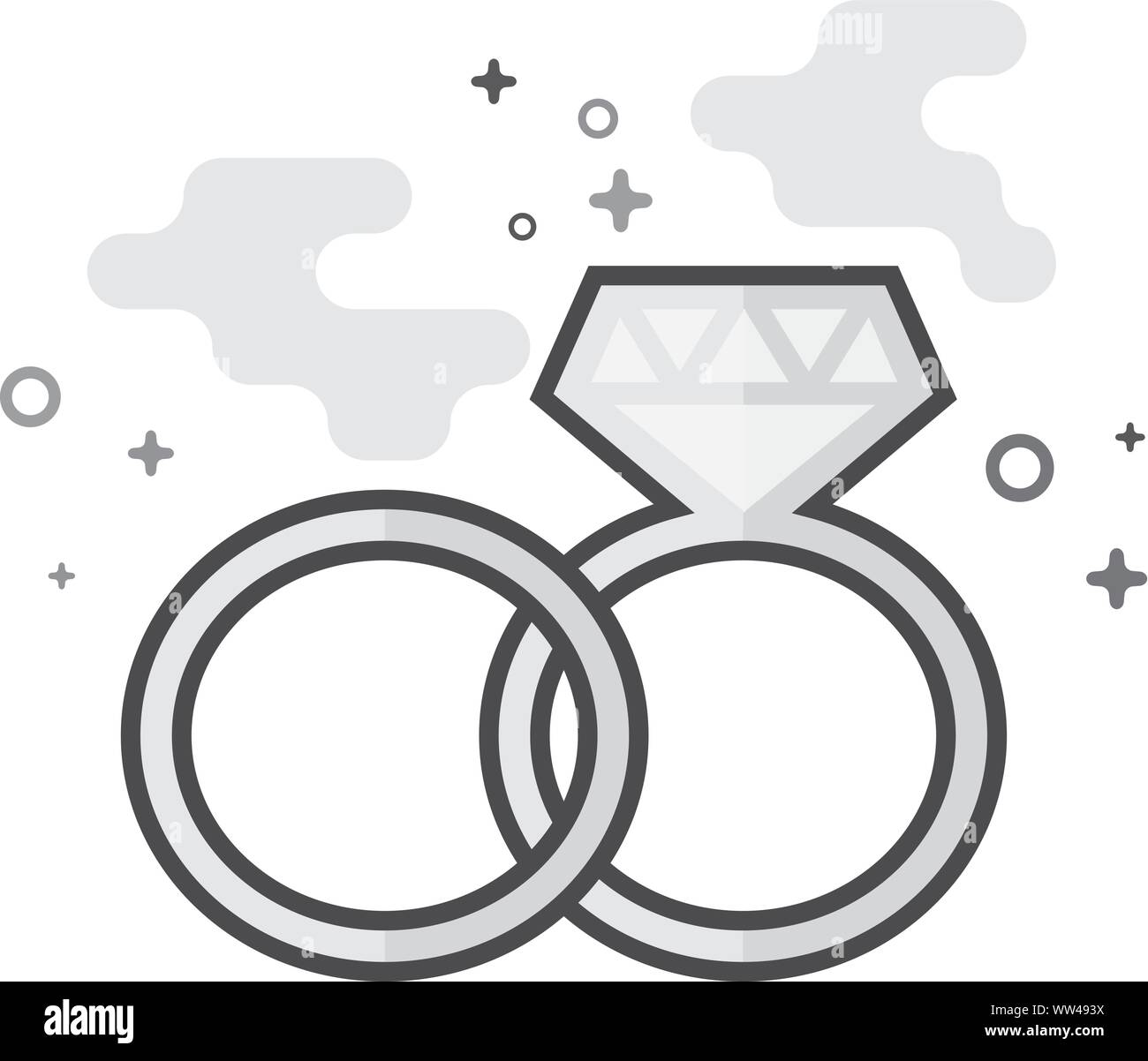 Wedding ring icon in flat outlined grayscale style. Vector illustration. Stock Vector