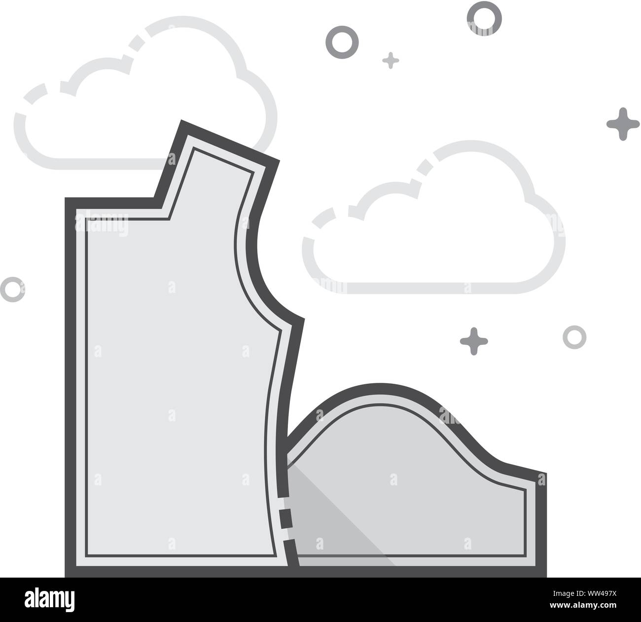 Sewing pattern icon in flat outlined grayscale style. Vector illustration. Stock Vector