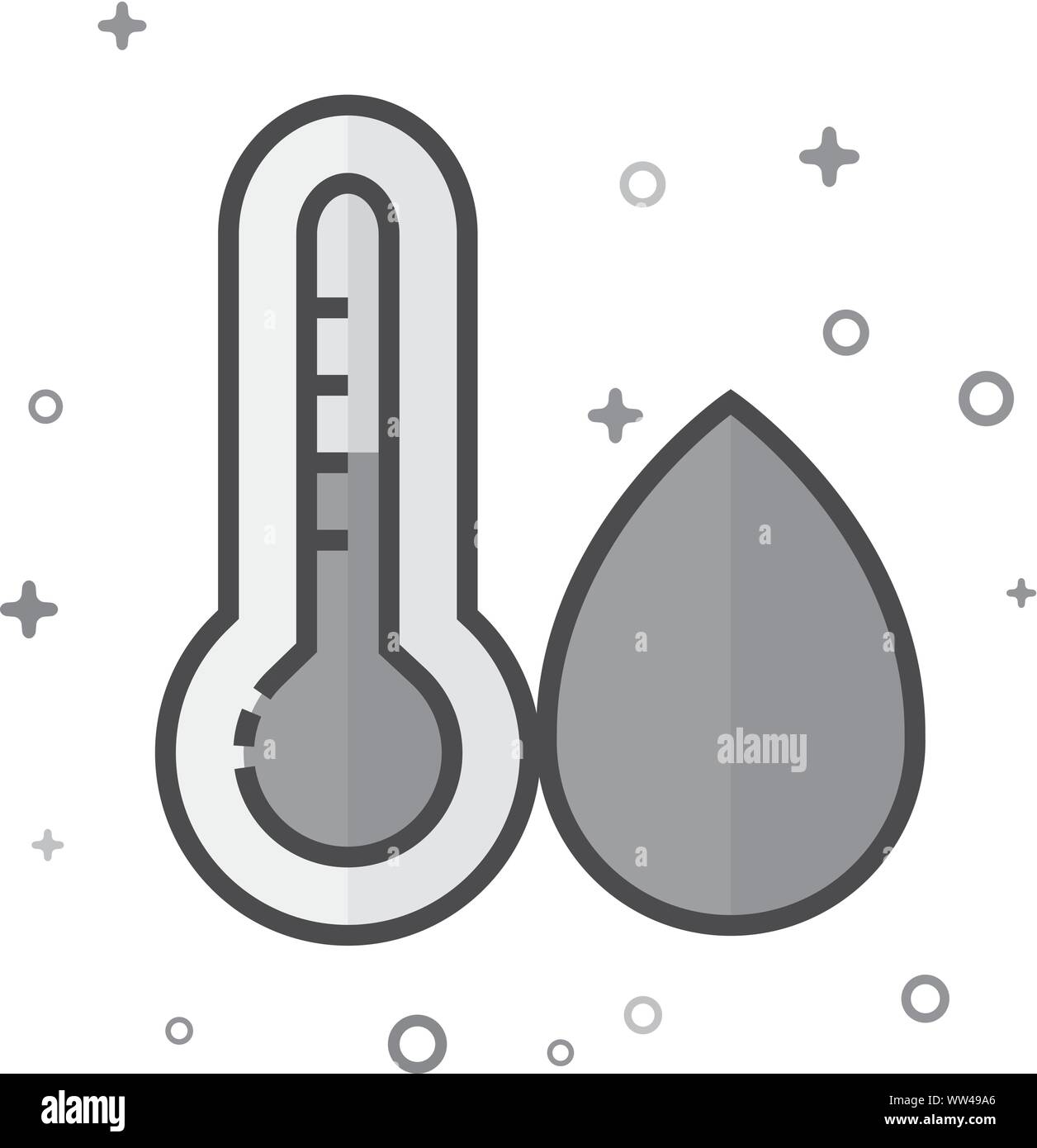 Thermometer icon in flat outlined grayscale style. Vector illustration. Stock Vector