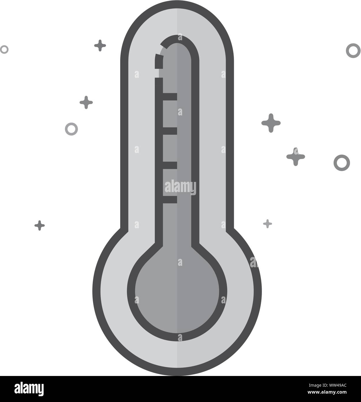 Thermometer icon in flat outlined grayscale style. Vector illustration. Stock Vector