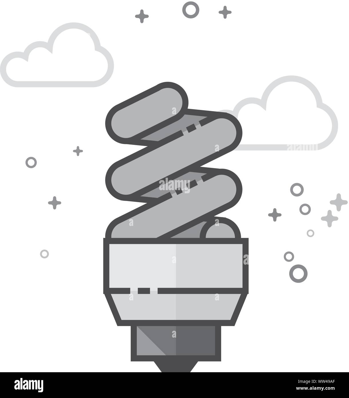 Light bulb icon in flat outlined grayscale style. Vector illustration ...