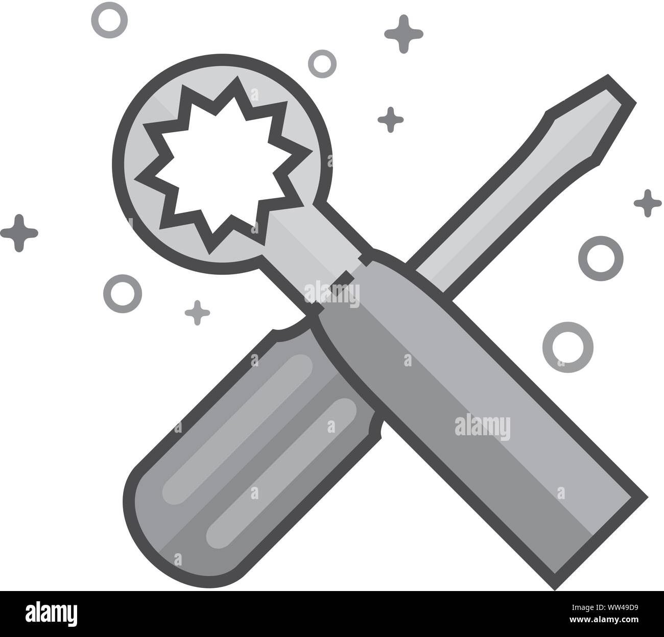 Bicycle tools icon in flat outlined grayscale style. Vector ...