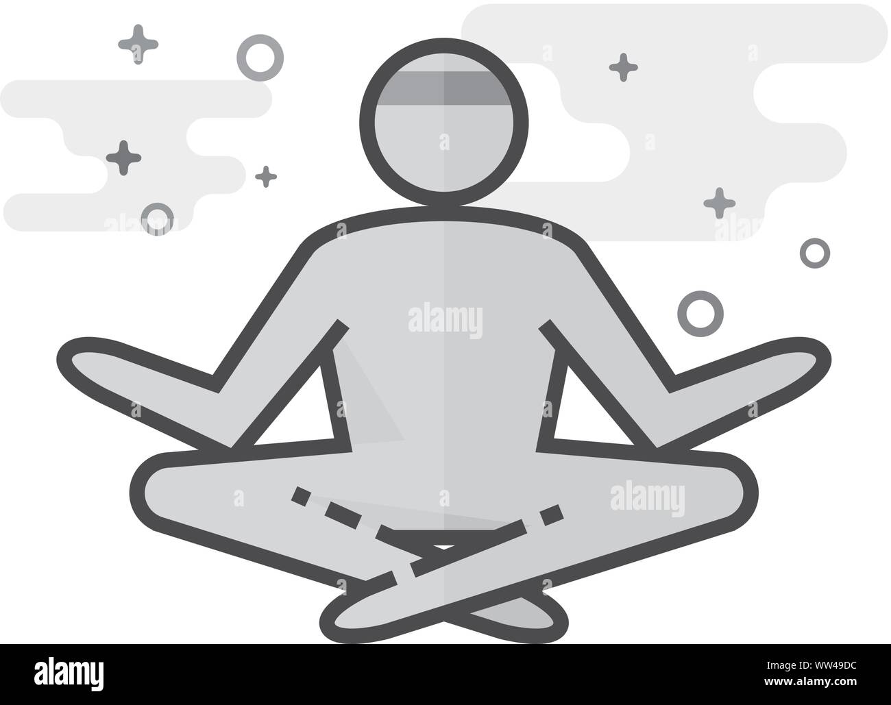 Meditation icon in flat outlined grayscale style. Vector illustration ...