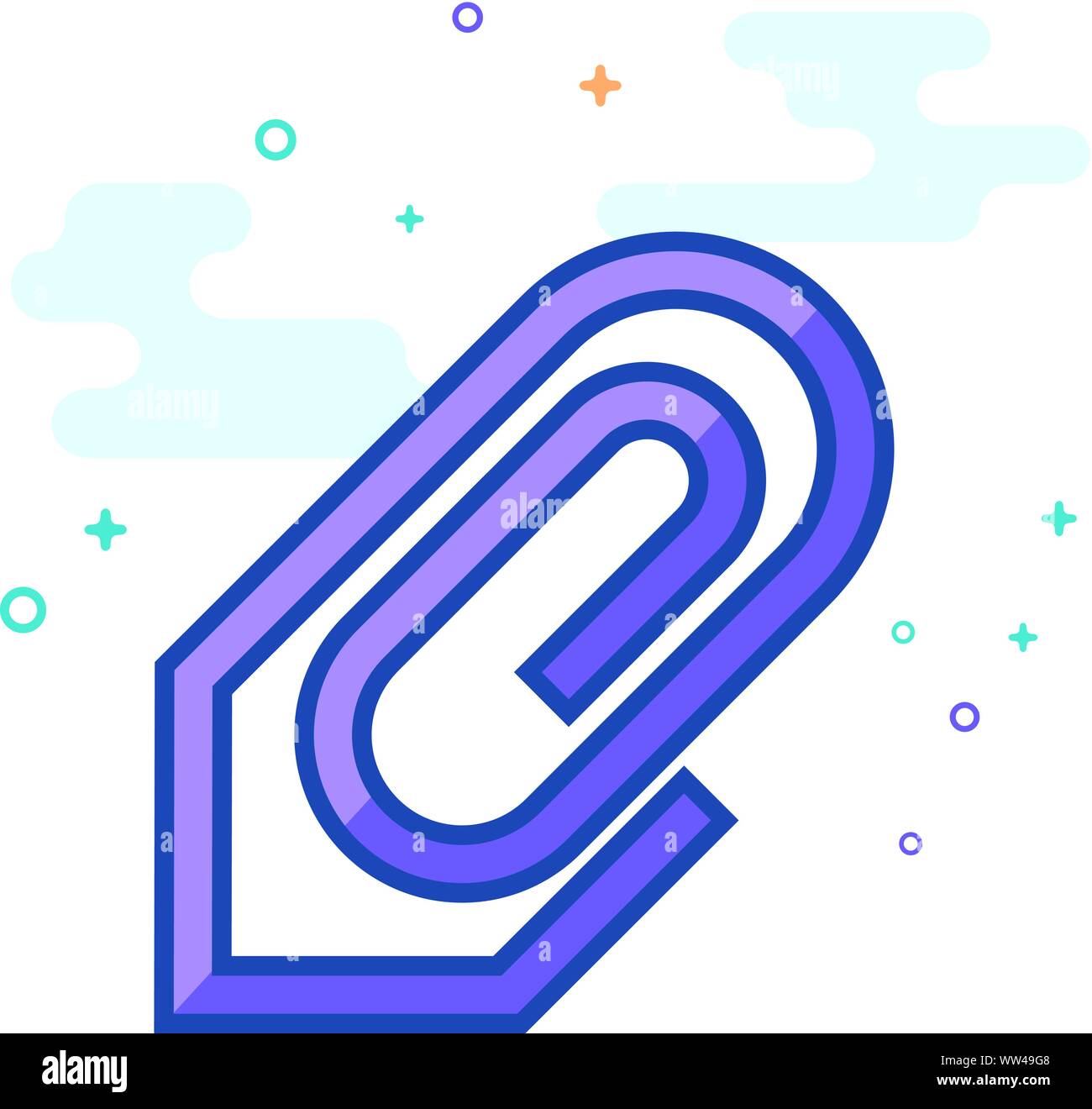 Attachment file icon in outlined flat color style. Vector illustration. Stock Vector