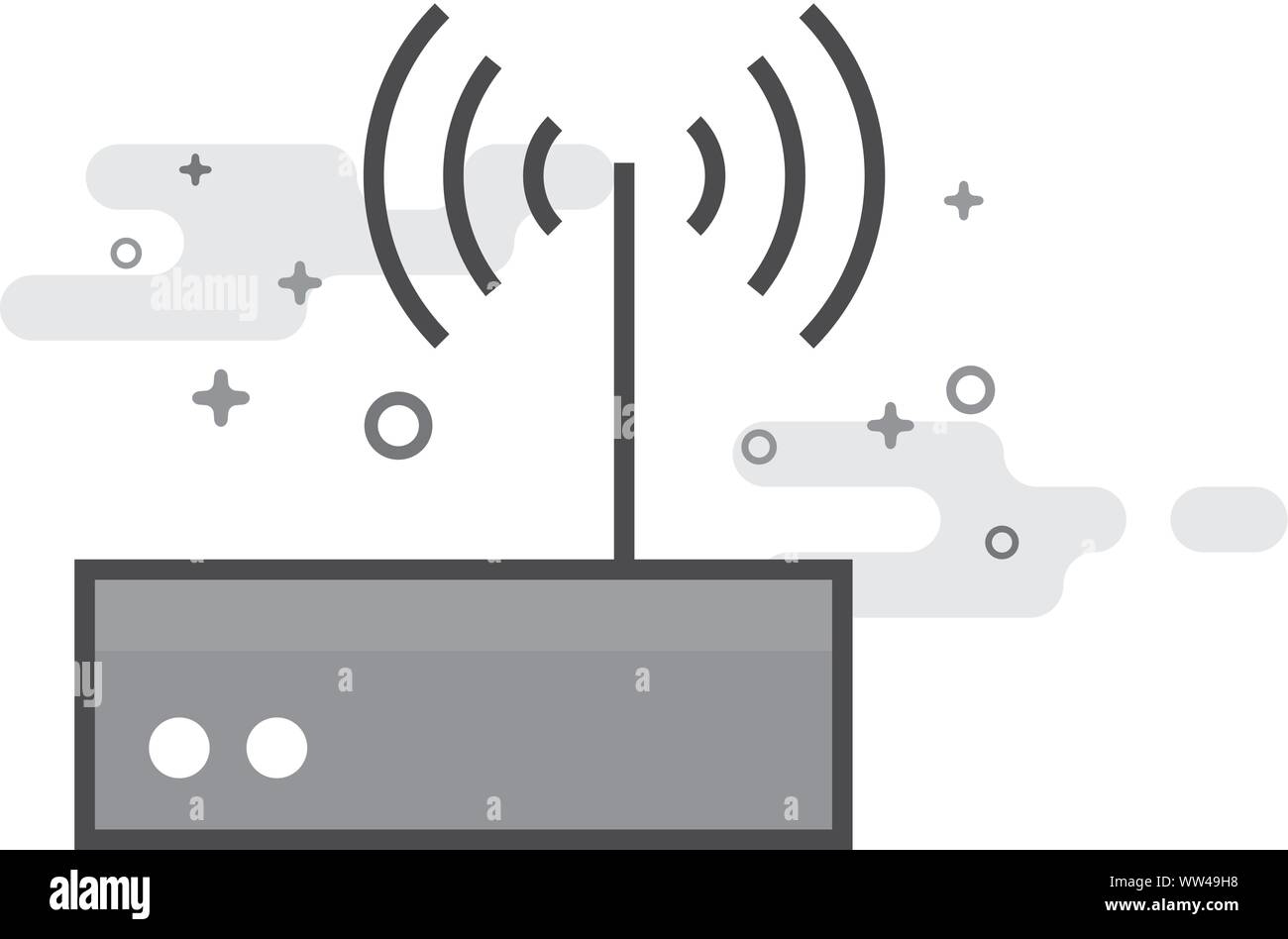 Internet router icon in flat outlined grayscale style. Vector illustration. Stock Vector