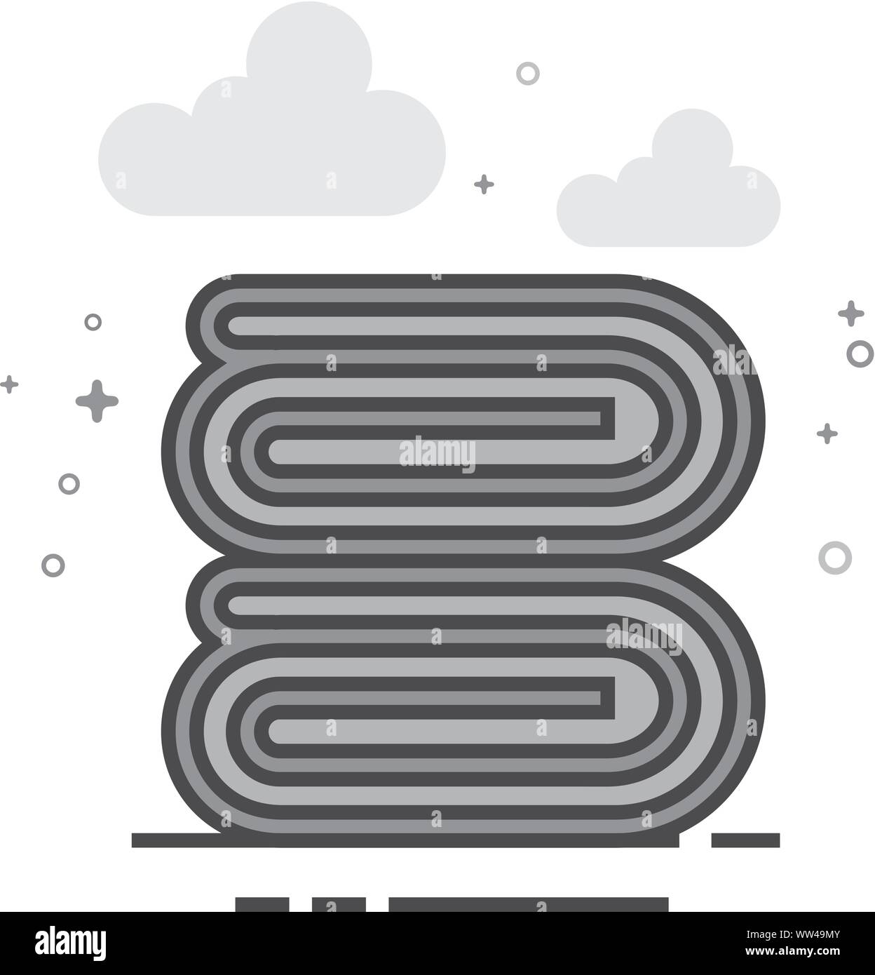 Folded towel icon in flat outlined grayscale style. Vector illustration ...