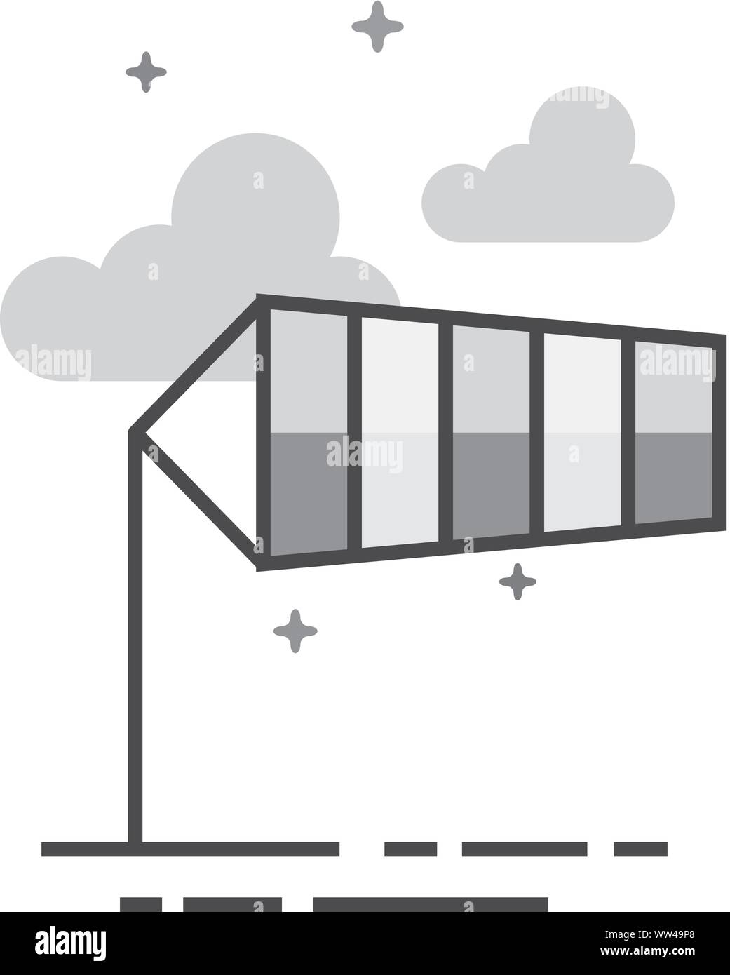 Windsock icon in flat outlined grayscale style. Vector illustration. Stock Vector