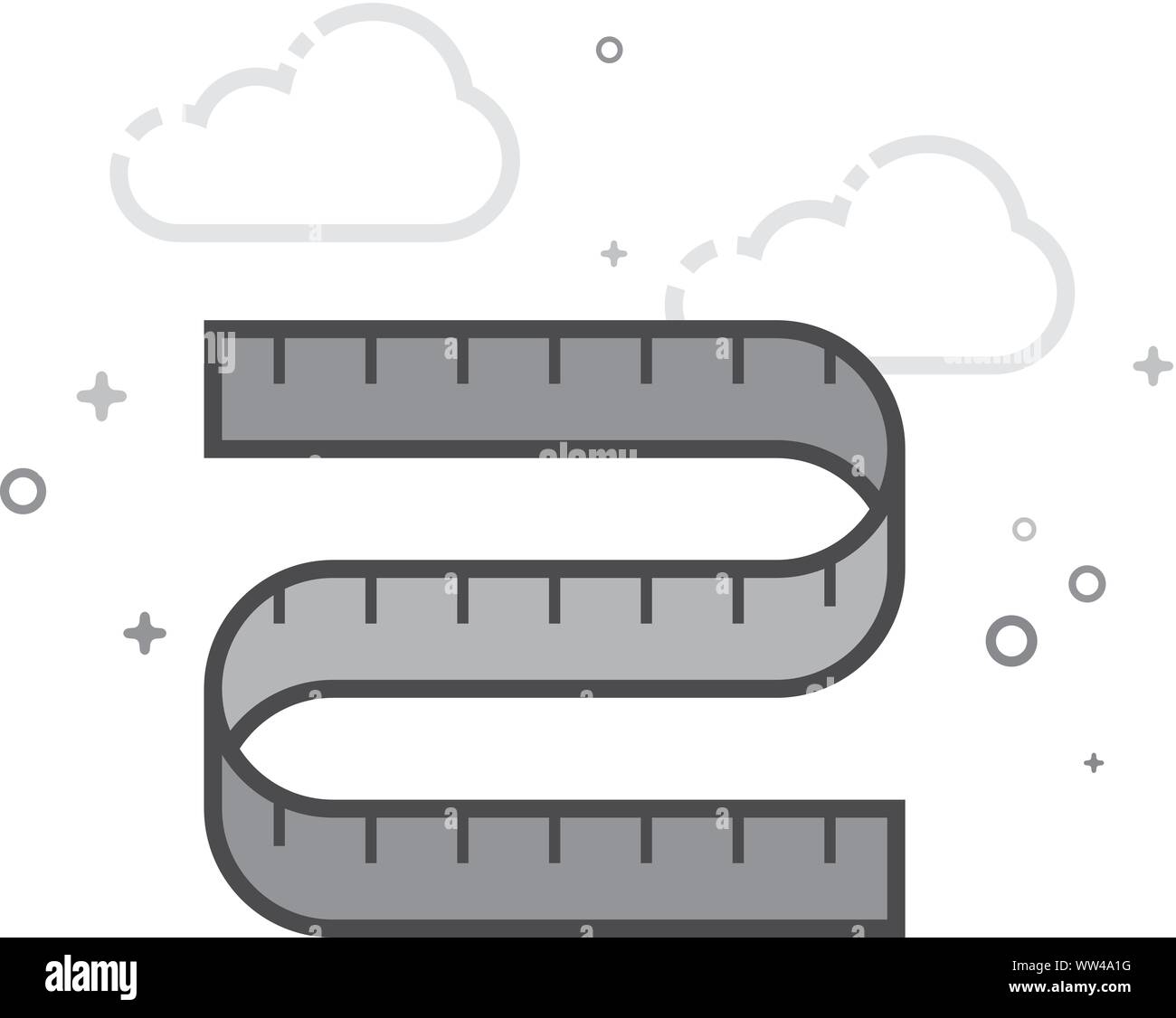 Measuring tape icon in flat outlined grayscale style. Vector ...