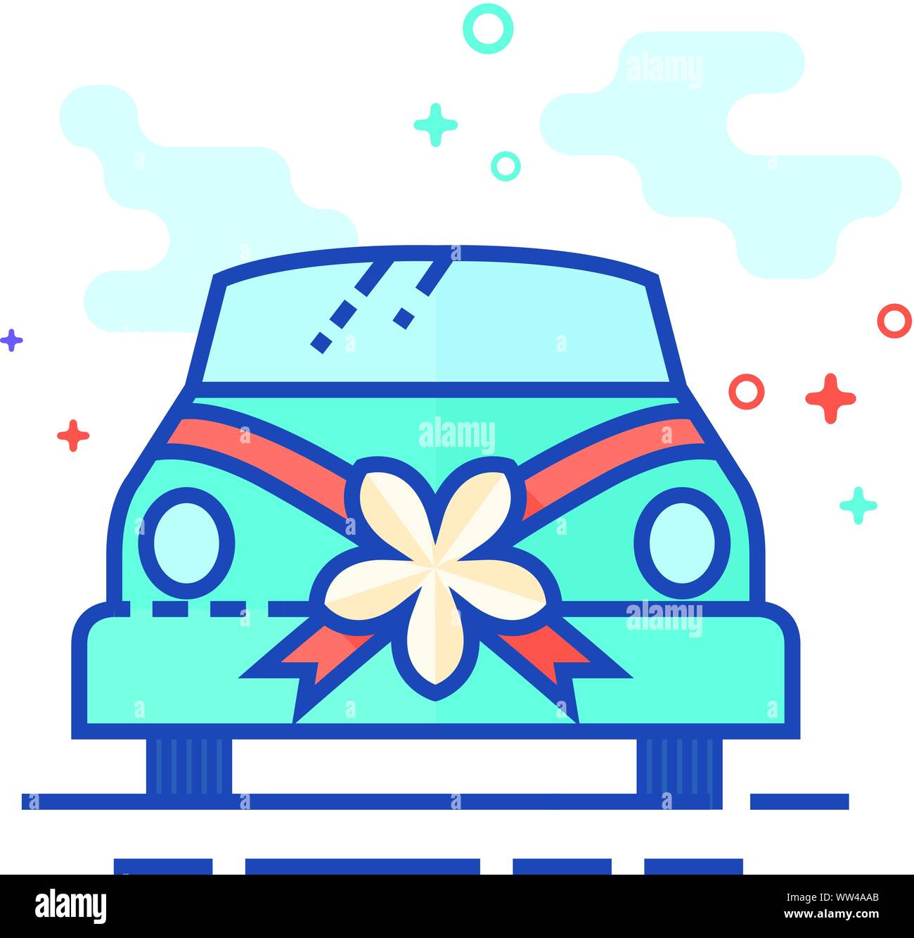 Offroad car icon in outlined flat color style. Vector illustration ...