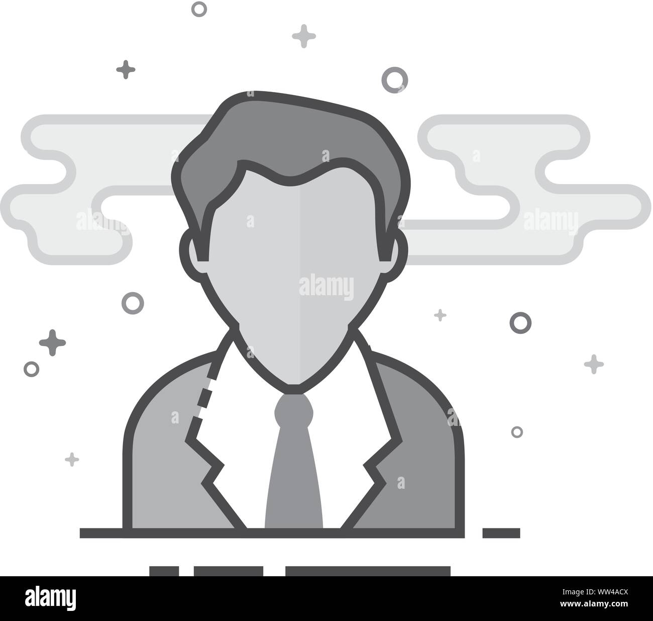 Businessman icon in flat outlined grayscale style. Vector illustration ...