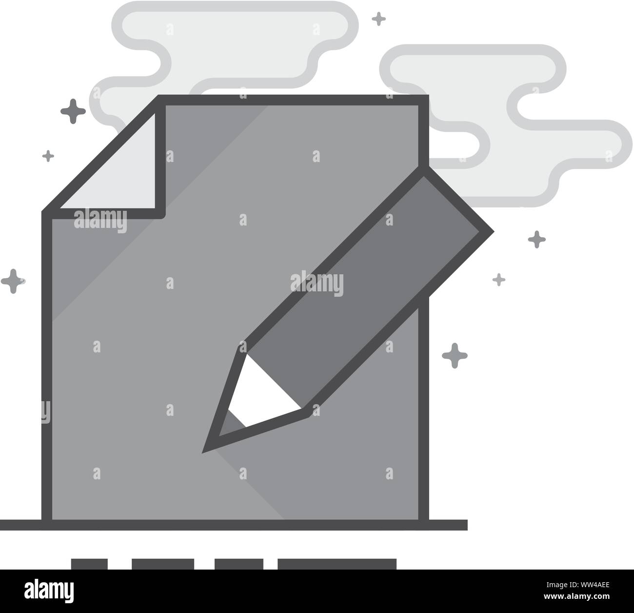 Document edit icon in flat outlined grayscale style. Vector ...