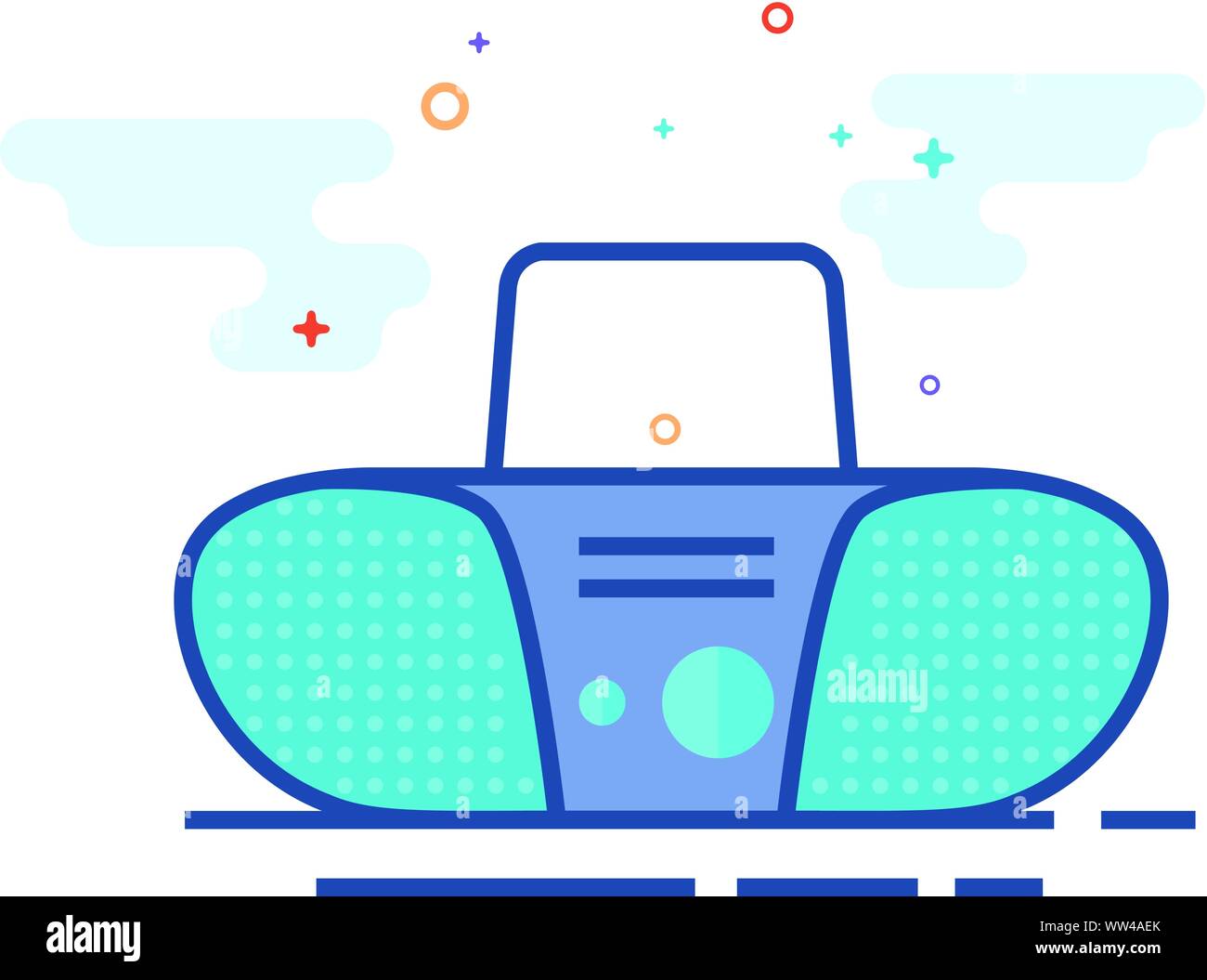 Tape cassette icon in outlined flat color style. Vector illustration ...