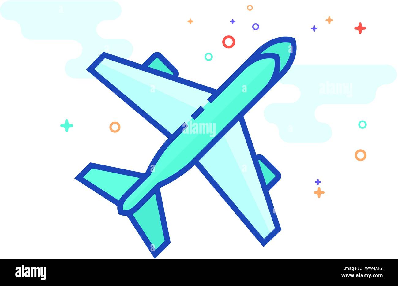 Airplane icon in outlined flat color style. Vector illustration Stock ...