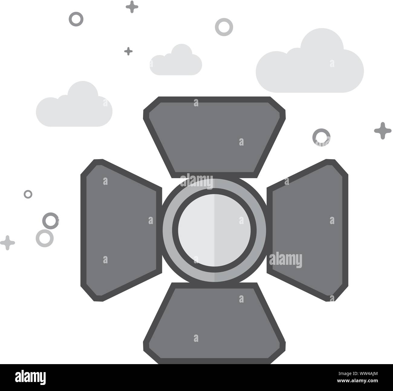 Studio lighting icon in flat outlined grayscale style. Vector ...