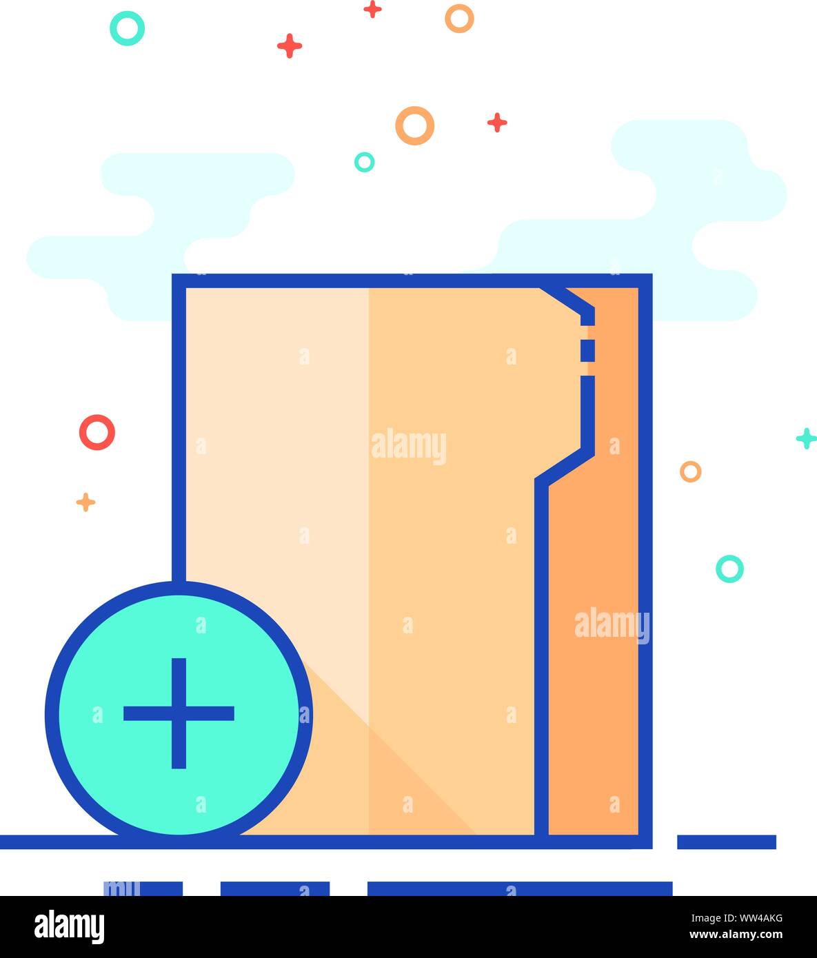 Folder icon in outlined flat color style. Vector illustration. Stock Vector