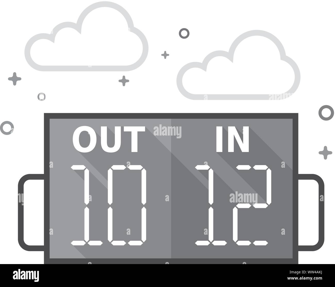 Player substitution board icon in flat outlined grayscale style. Vector illustration. Stock Vector