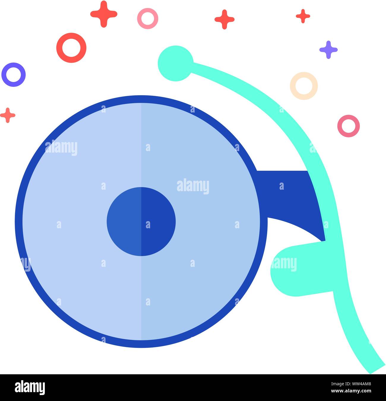 Bicycle bell icon in outlined flat color style. Vector illustration