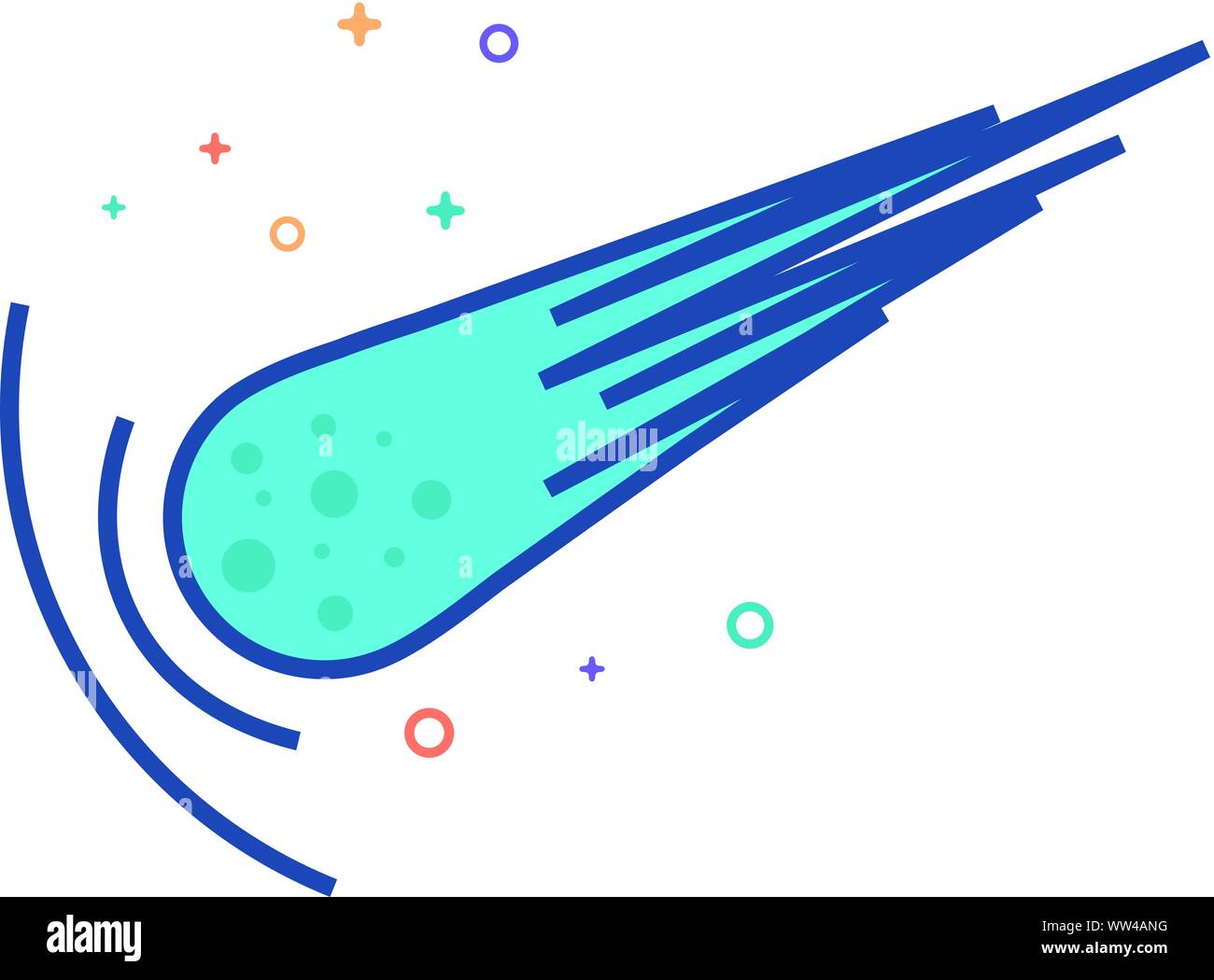 Comet icon in outlined flat color style. Vector illustration Stock ...