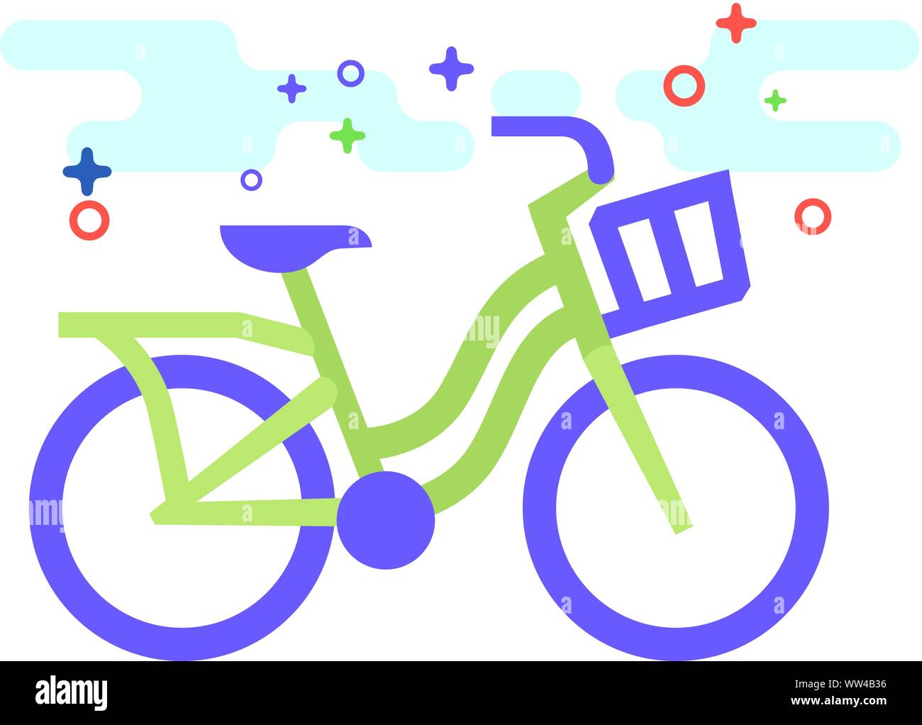 City bike icon in outlined flat color style. Vector illustration. Stock Vector