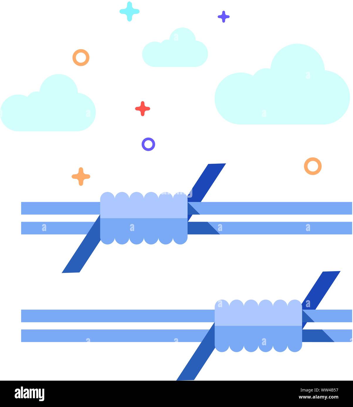 Barbed wire icon in outlined flat color style. Vector illustration. Stock Vector