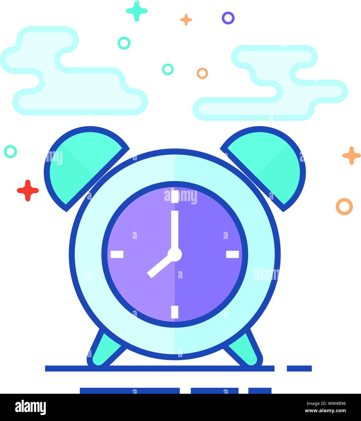 Clock icon in outlined flat color style. Vector illustration Stock ...