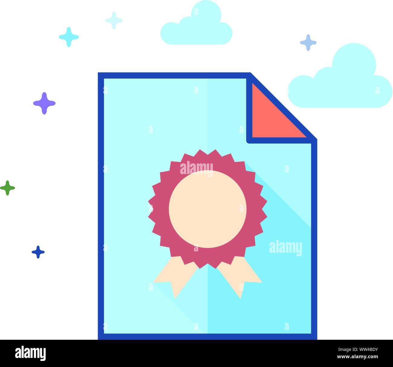 Contract document icon in outlined flat color style. Vector ...