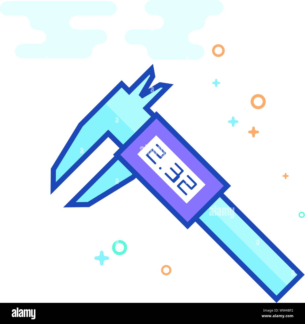 Dial caliper icon in outlined flat color style. Vector illustration. Stock Vector