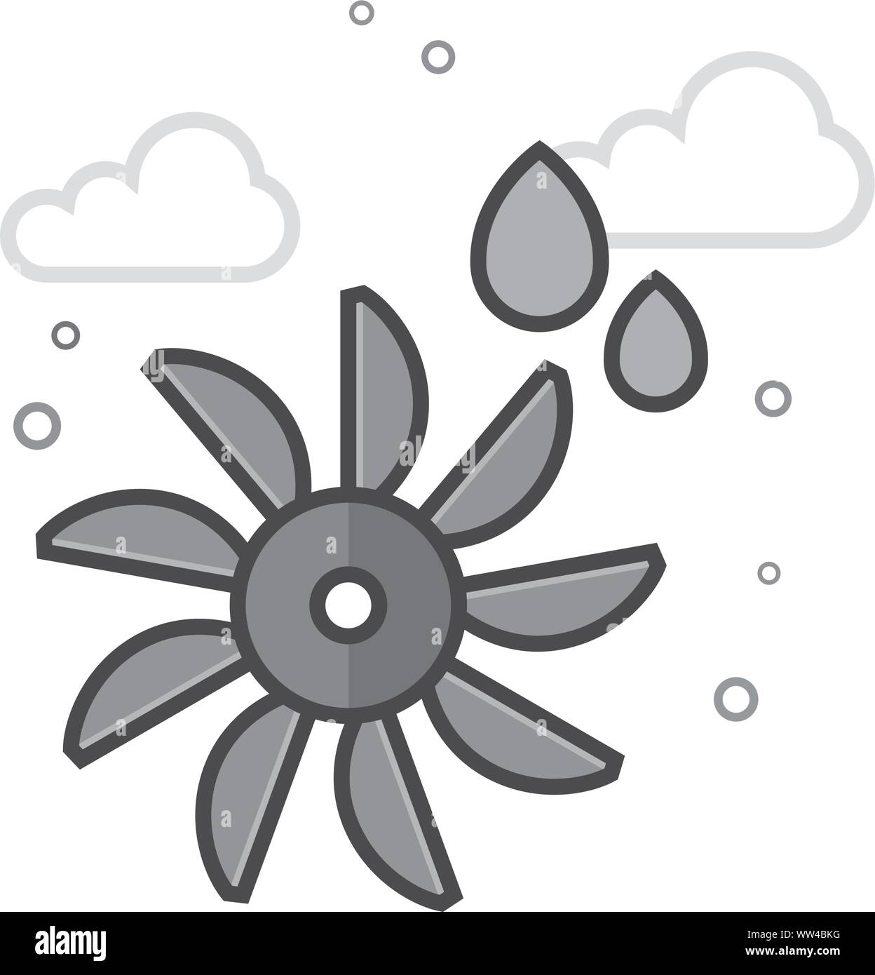 Water turbine icon in flat outlined grayscale style. Vector illustration. Stock Vector