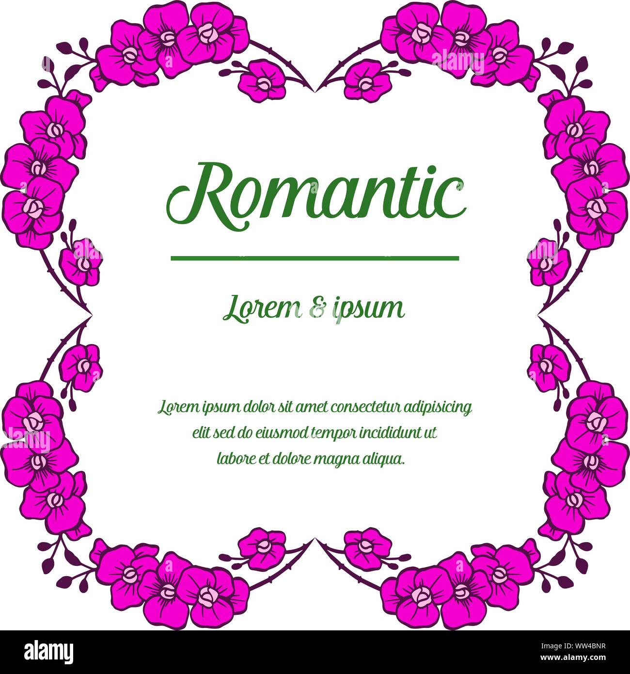 Ornate vintage purple floral frame for card romantic background. Vector ...