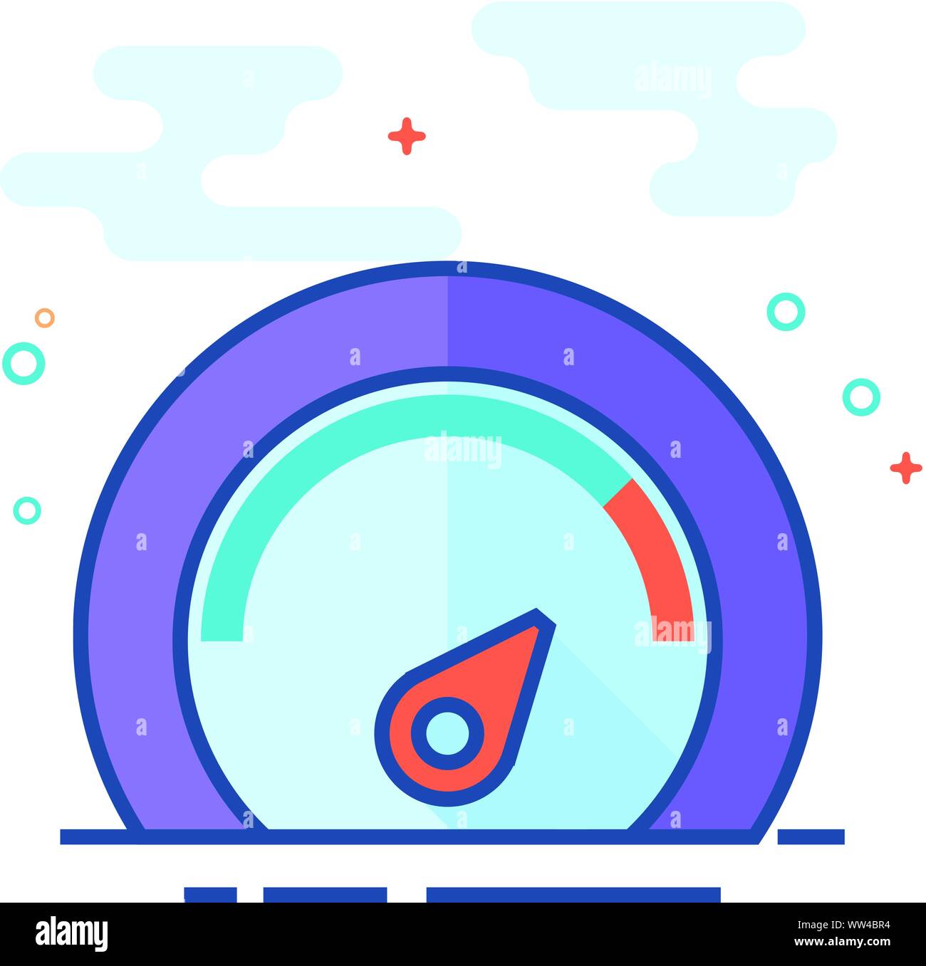 Dashboard icon in outlined flat color style. Vector illustration. Stock Vector