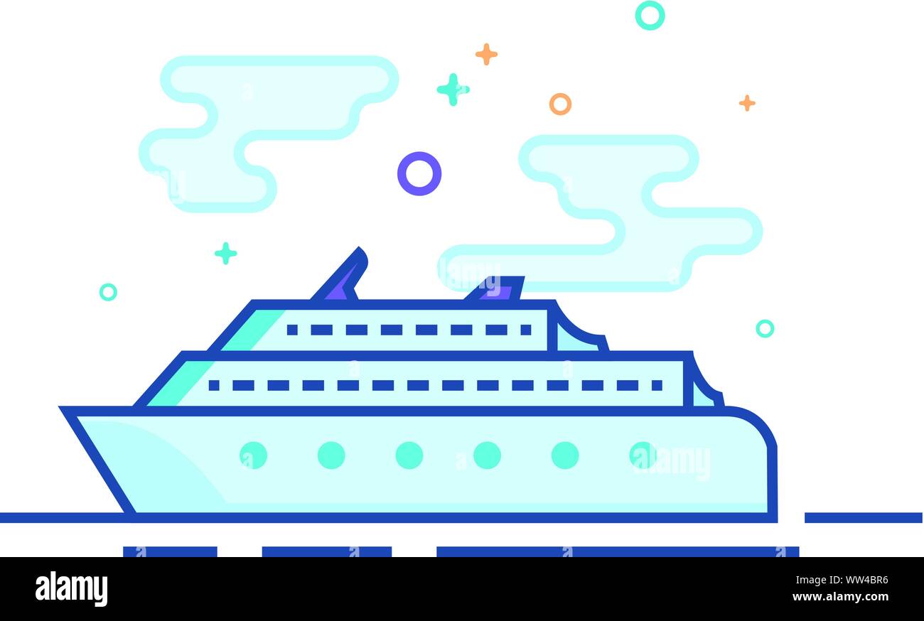 Cruise ship icon in outlined flat color style. Vector illustration ...