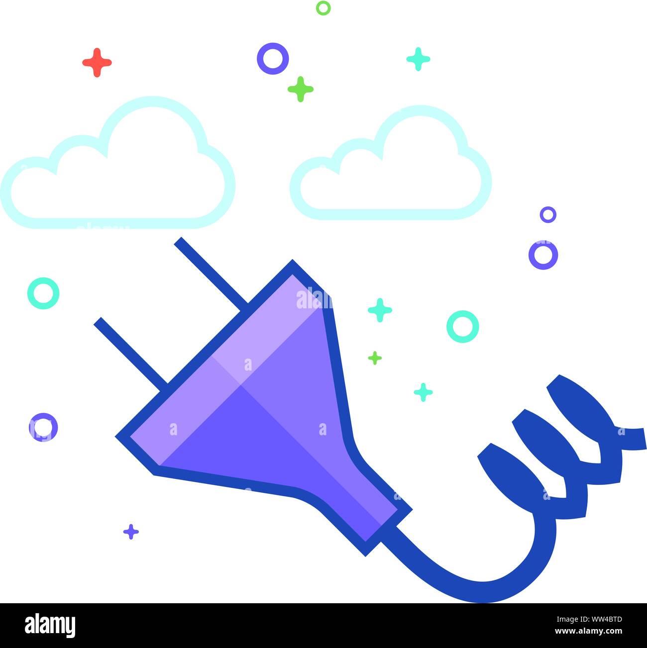 Electric plug icon in outlined flat color style. Vector illustration ...