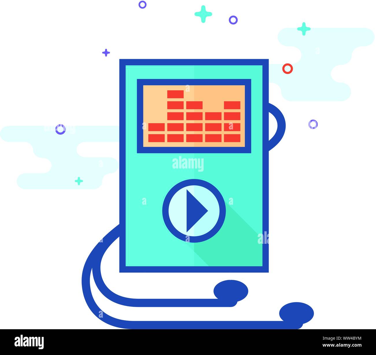 Music player icon in outlined flat color style. Vector illustration ...