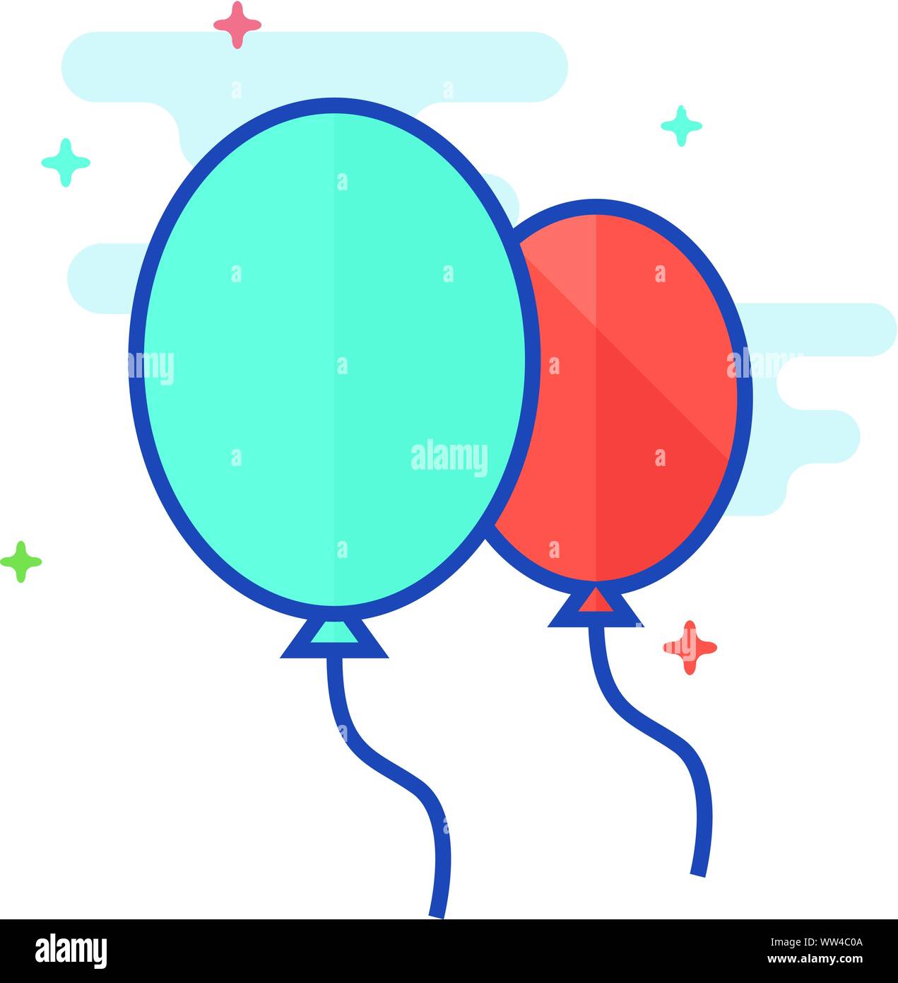 Balloon icon in outlined flat color style. Vector illustration Stock ...