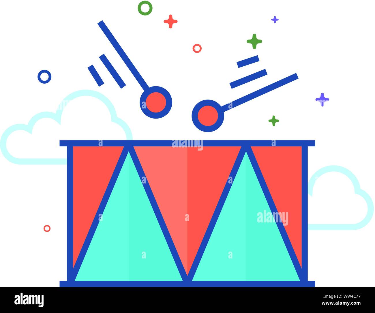 Drum icon in outlined flat color style. Vector illustration. Stock Vector