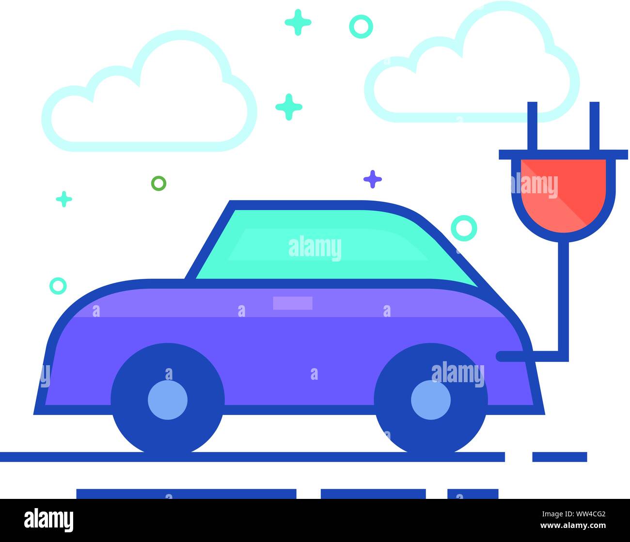Car icon in outlined flat color style. Vector illustration. Stock Vector
