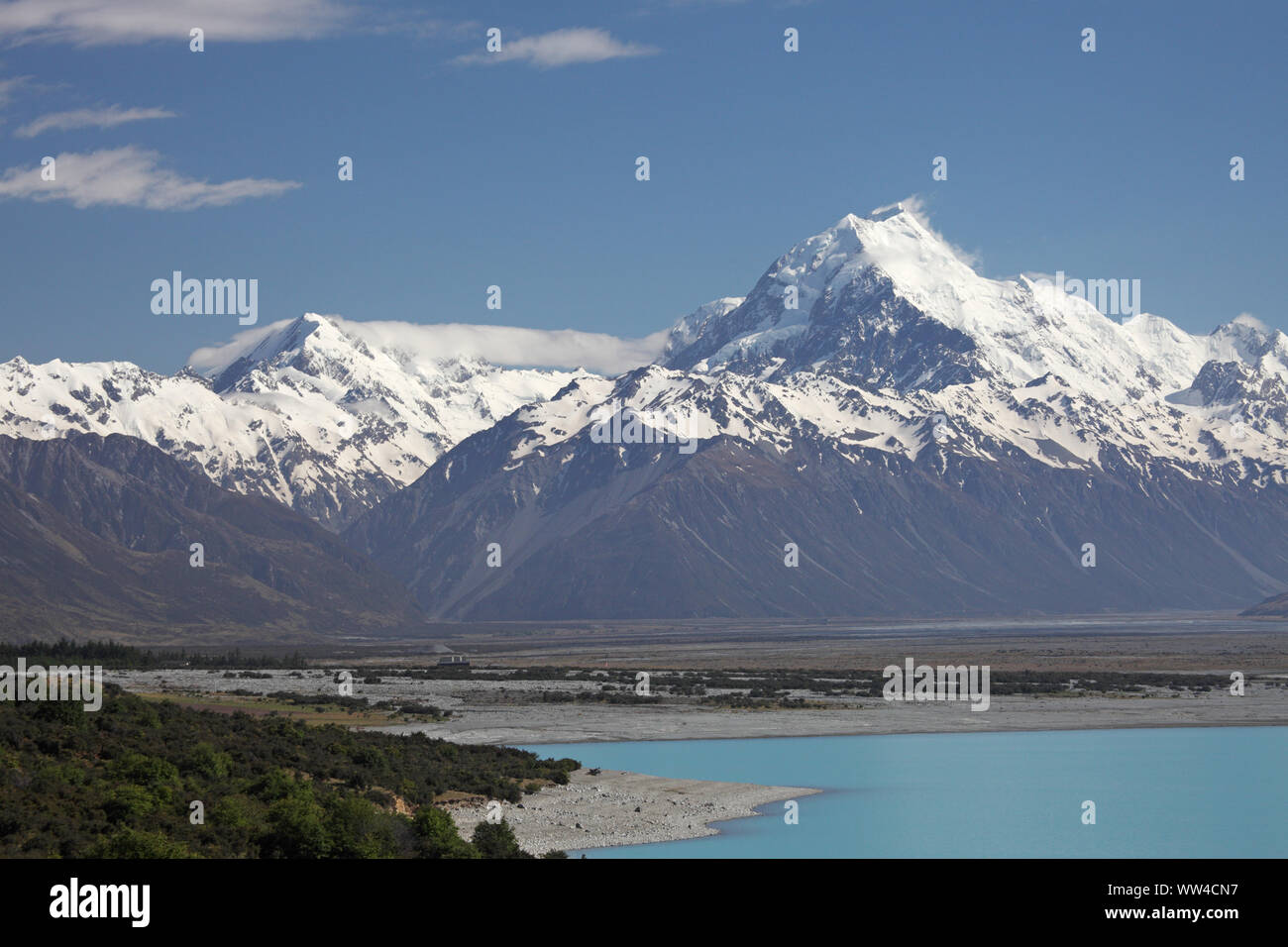 Mount Cook From Lake Pukaki Visitor Centre Southern Alps South Island New Zealand Stock Photo Alamy