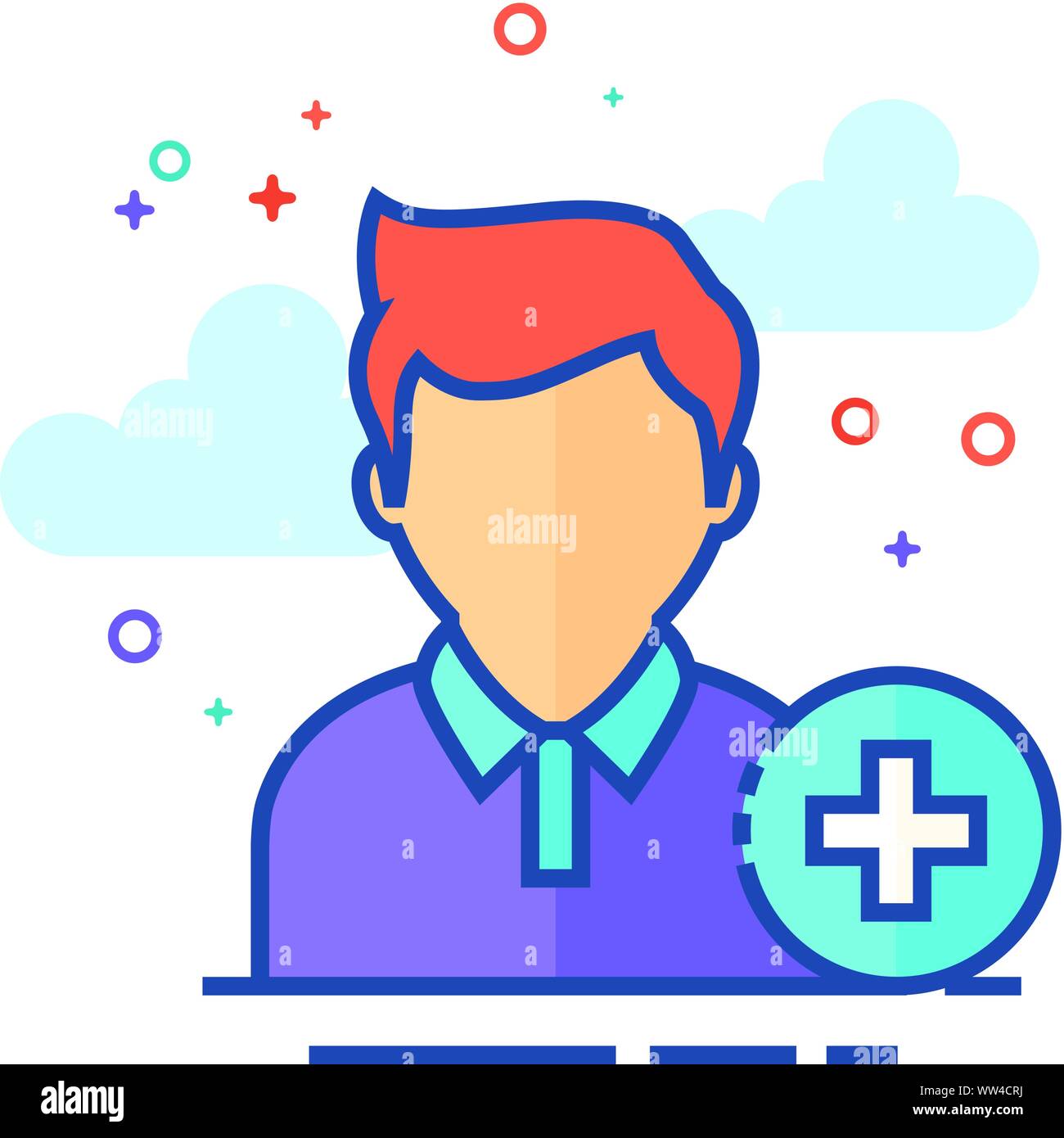 Add friend icon in outlined flat color style. Vector illustration Stock ...
