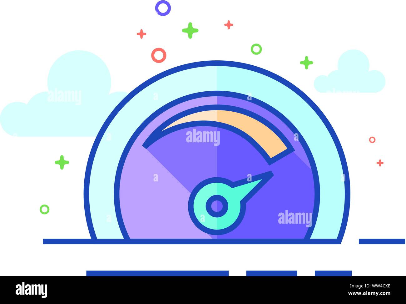 Dashboard icon in outlined flat color style. Vector illustration. Stock Vector
