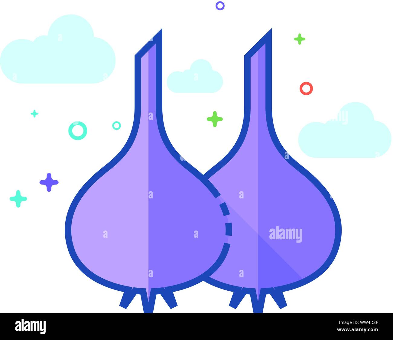 Garlic icon in outlined flat color style. Vector illustration. Stock Vector