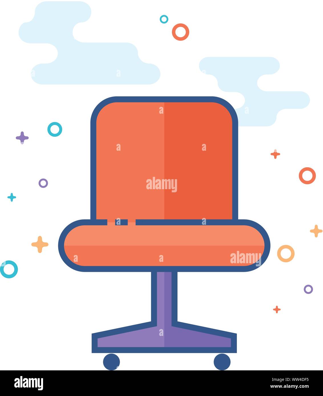 Office chair icon in outlined flat color style. Vector illustration ...