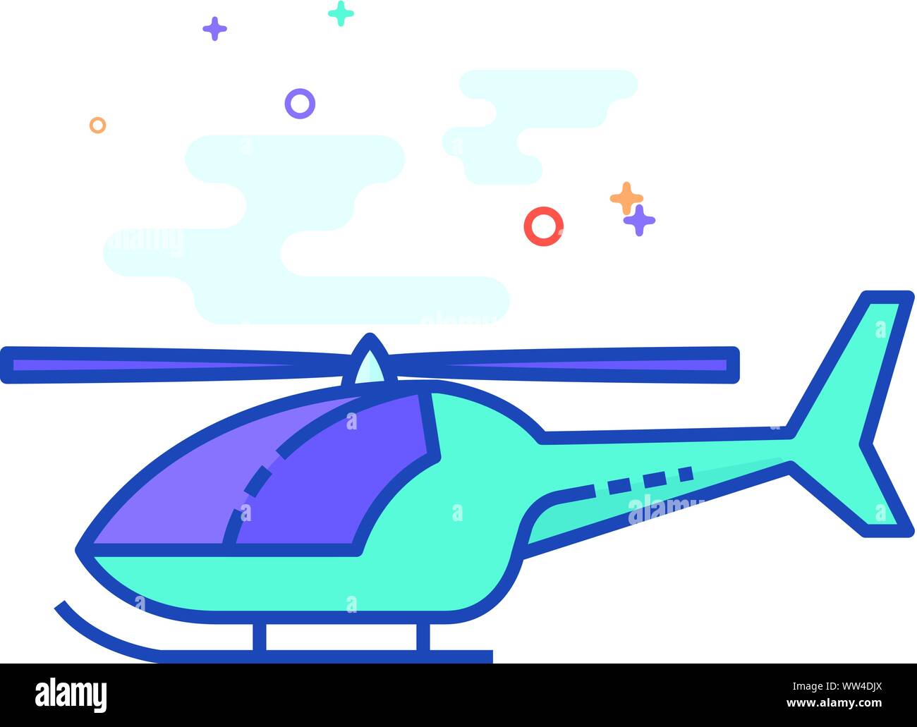 Helicopter icon in outlined flat color style. Vector illustration Stock ...