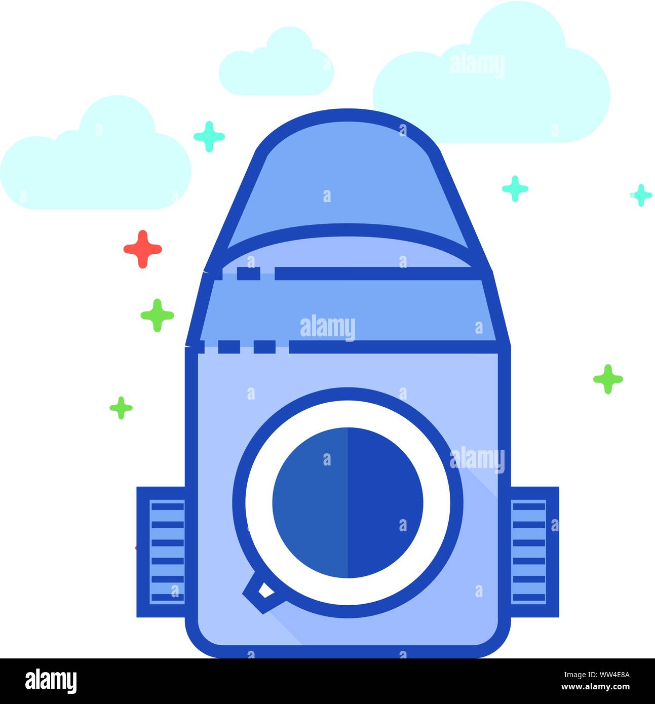 Camera icon in outlined flat color style. Vector illustration. Stock Vector