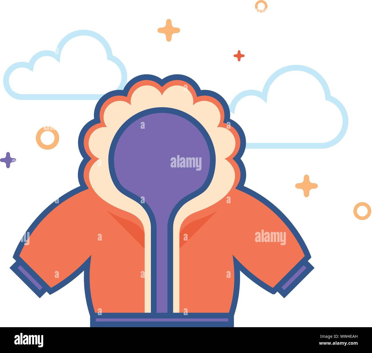 Jacket icon in outlined flat color style. Vector illustration Stock ...