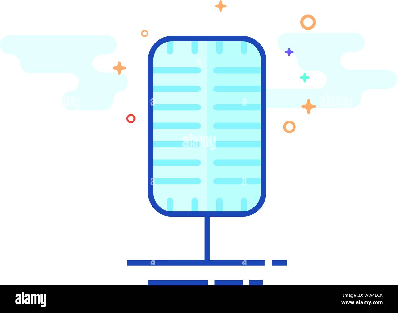 Microphone icon in outlined flat color style. Vector illustration Stock ...