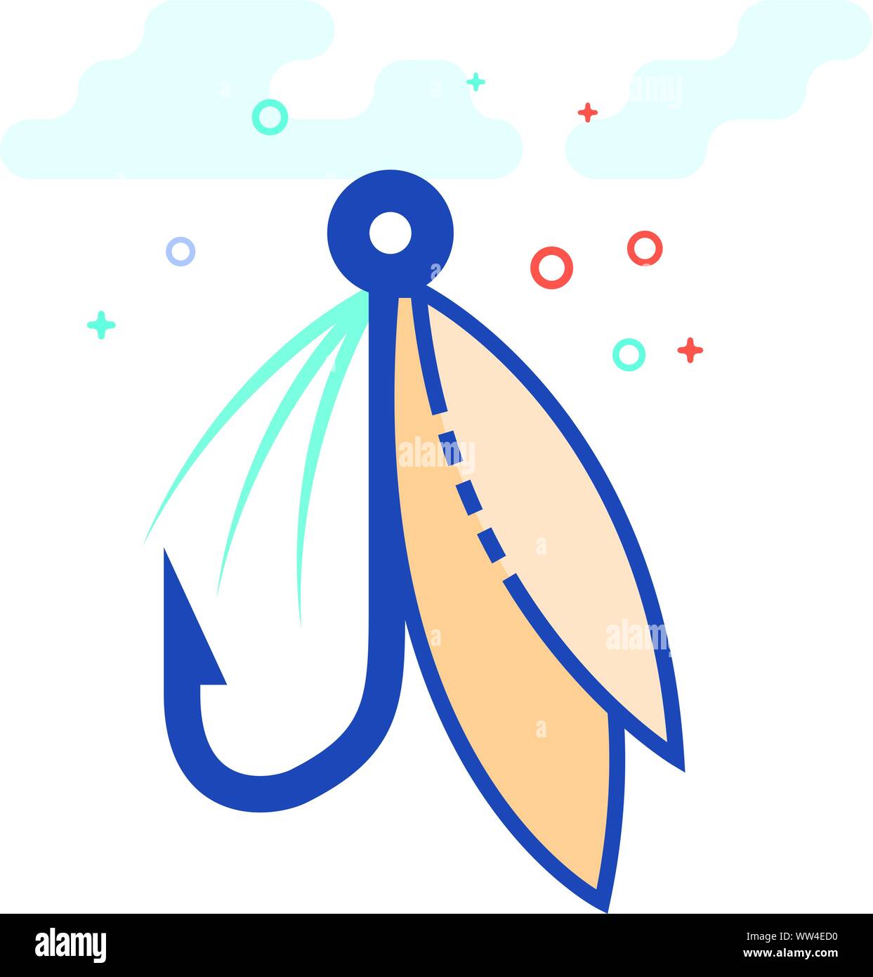 Fishing lure icon in outlined flat color style. Vector illustration. Stock Vector