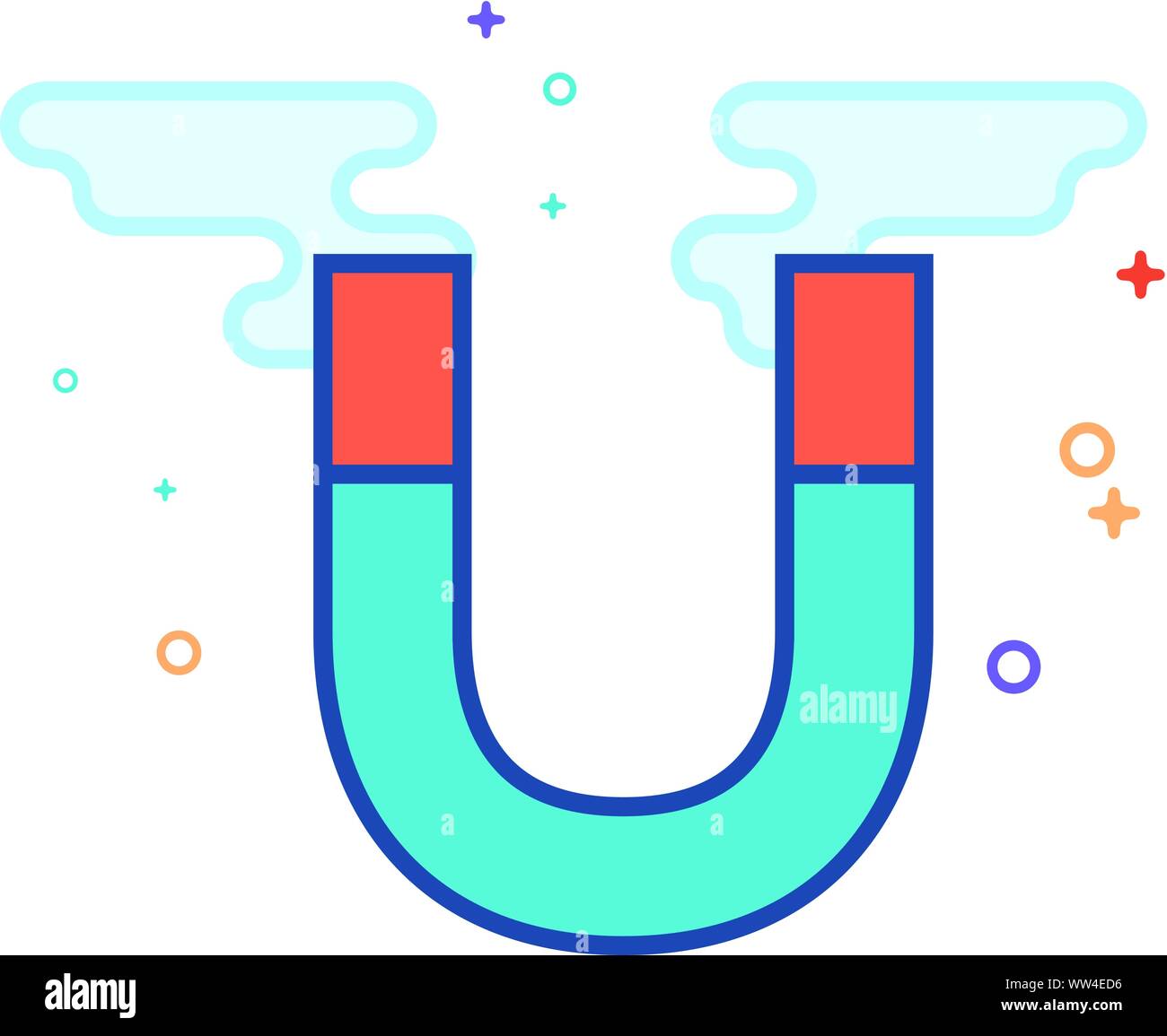 Magnet icon in outlined flat color style. Vector illustration. Stock Vector