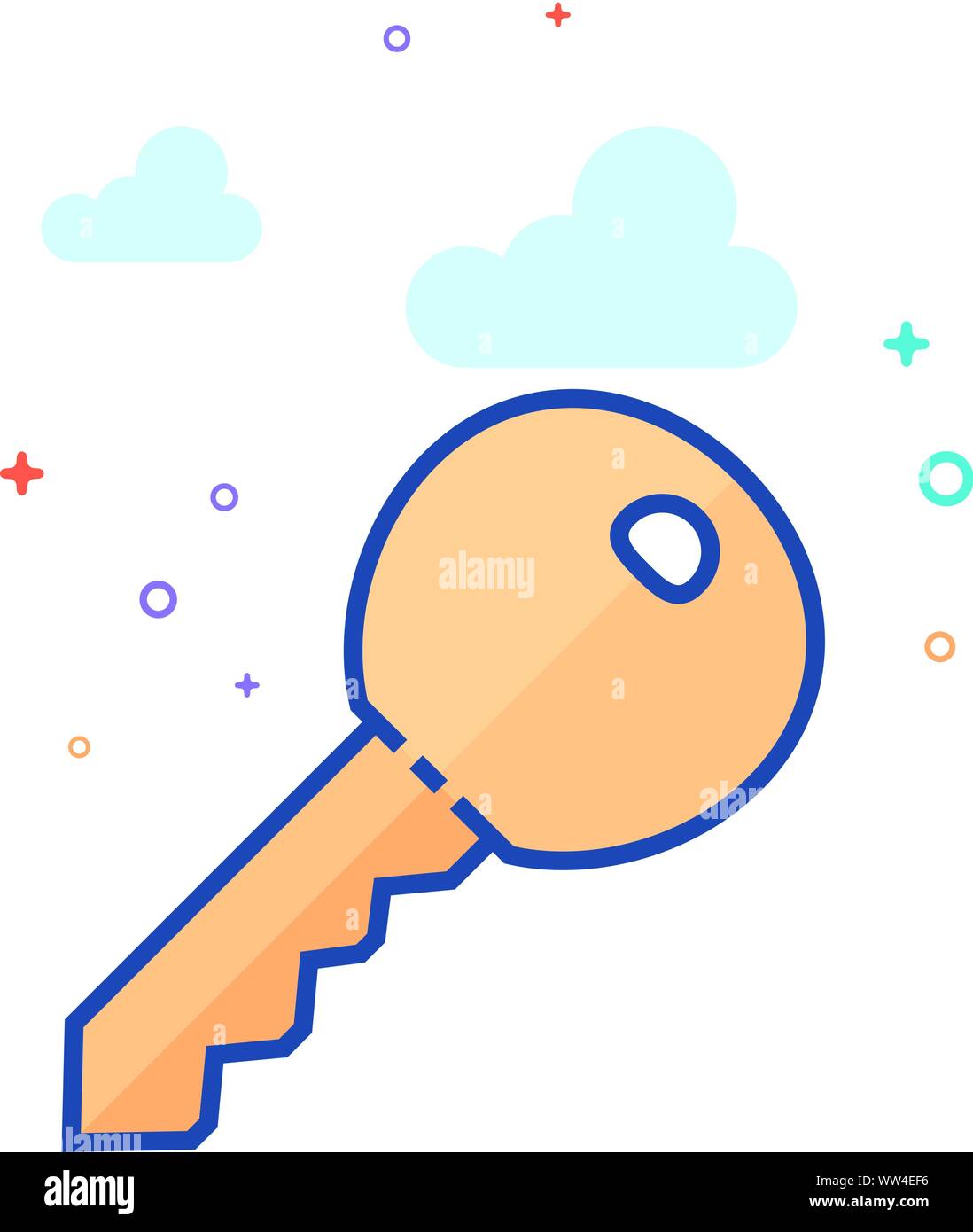 Key icon in outlined flat color style. Vector illustration Stock Vector ...