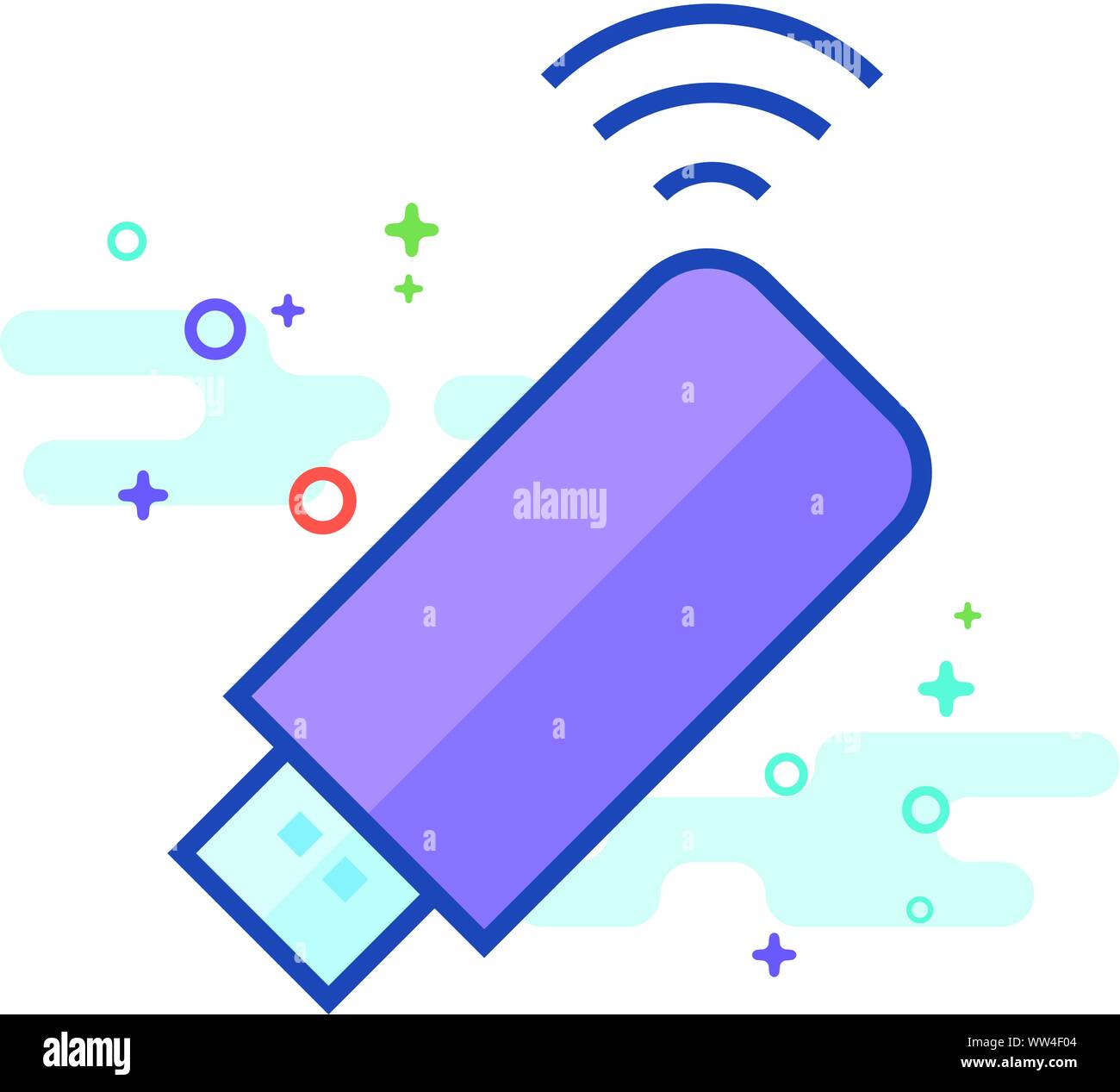 Modem icon in outlined flat color style. Vector illustration. Stock Vector